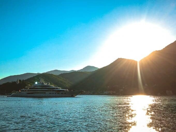 superyacht and sunset Montenegro